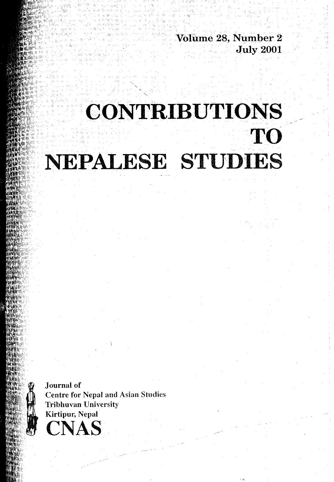 Contributions To Nepalese Studies :Volume28-02